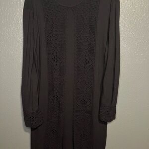 Jones New York Elegant Black Crochet Detail Dress